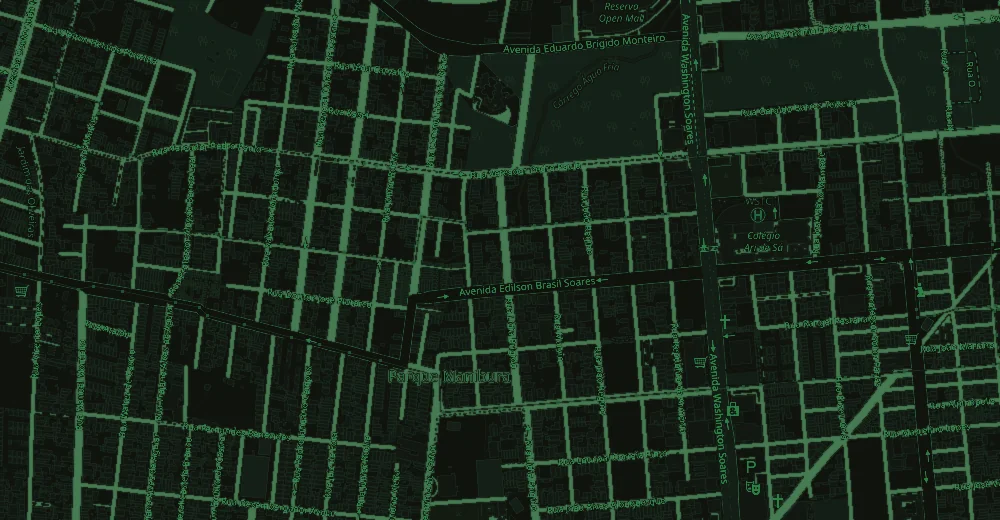 Mapa do Parque Manibura, em Fortaleza, com a Tuttoria Saúde marcada no centro